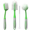 Dish Brush Set of 4 with Bottle Water Brush Scrub Brush and Scrubber Brush Green Brushes for Kitchen Ergonomic Non Slip Long Handle for Cleaning Clean