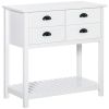 HOMCOM Sideboard Buffet Cabinet, Storage Serving Console Table with 4 Drawers and Slatted Bottom Shelf for Kitchen, Living Room, White
