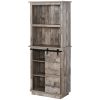 HOMCOM 64.5" Freestanding Kitchen Buffet Hutch, Rustic Pantry Storage Cabinet with Sliding Barn Door & Adjustable Shelf, Vintage Wood