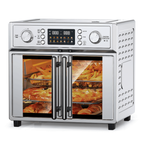 W1002P401550   Pizza Oven Bread Machine Oven 26QT Large Capacity French Double Door Air Fryer 1700w 14 Preset Menus 7-in-1 Multifunctional for baking