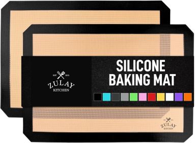 Kitchen Silicone Baking Mat 2-Pack (16.5"x11.6") – Reusable Nonstick Silicone Baking Sheets for Oven, Pastry, Cookies & More – Easy to Clean