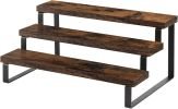 Wooden Display Riser Stand, Tiered Perfume and Cologne Organizer Stand, 3 Tier Spice Rack Organizer, Rustic Display Shelf for Candles (3 Tier)