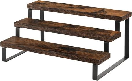 Wooden Display Riser Stand, Tiered Perfume and Cologne Organizer Stand, 3 Tier Spice Rack Organizer, Rustic Display Shelf for Candles (3 Tier)