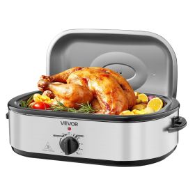 Roaster Oven, 18QT Electric Roaster Oven, 150-450°F Adjustable Temperature Electric Roasting Pan with Self-Basting Lid, Cool-Touch Handle