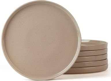 famiware Nebula 6 Pieces Salad Plates Set, 8 inch Dessert Plates, Scratch Resistant, Stoneware Dinnerware, Kitchen Modern Rustic Serving Dishes, Brown