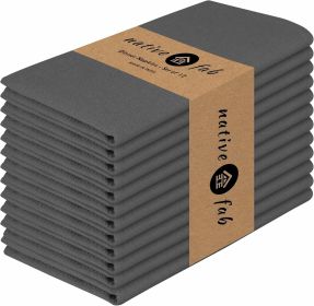 Cloth Napkin Set of 12, 100% Cotton, Washable, Reusable Dinner Cloth Napkin 17x17 inches, Table Decor Napkins for Dinner, Events, Gray