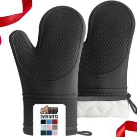 BPA-Free Soft Silicone Oven Mitts, Heat Resistant and Waterproof Cooking Gloves