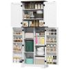 64" Tall Kitchen Pantry Cabinet with Spice Racks and Adjustable Shelves, White