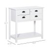 HOMCOM Sideboard Buffet Cabinet, Storage Serving Console Table with 4 Drawers and Slatted Bottom Shelf for Kitchen, Living Room, White