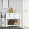 HOMCOM Sideboard Buffet Cabinet, Storage Serving Console Table with 4 Drawers and Slatted Bottom Shelf for Kitchen, Living Room, White