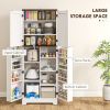 64" Tall Kitchen Pantry Cabinet with Spice Racks and Adjustable Shelves, White