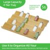Bamboo spice rack drawer storage box, 10 spice storage cans organizer drawer rack plugin, 8-piece set, 126 labels, 1 funnel