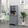 HOMCOM Freestanding Kitchen Buffet with Hutch, Cupboard with Doors, Shelves, Drawer, Microwave Space, Gray