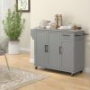 HOMCOM Moveable Kitchen Island with Storages, Movable Kitchen Cart w/ 3 Cabinets & Stainless Steel Countertop, Elegant Storage Trolley for Dining
