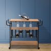 Mobile Wine Carts with Wheels for The Home, Metal Serving Cart and Kitchen Storage Cart 3 Shelves XH