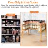 2-Tier Kitchen Spice Rack Expandable Bamboo Spice Organizer Cabinet Stackable Seasoning Organizer Extendable Spice Jar Rack for Countertops Pantries C