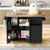 Kitchen Island with Drop Leaf, 53.9" Width Rolling Kitchen Cart on Wheels with Internal Storage Rack and 3 Tier Pull Out Cabinet Organizer